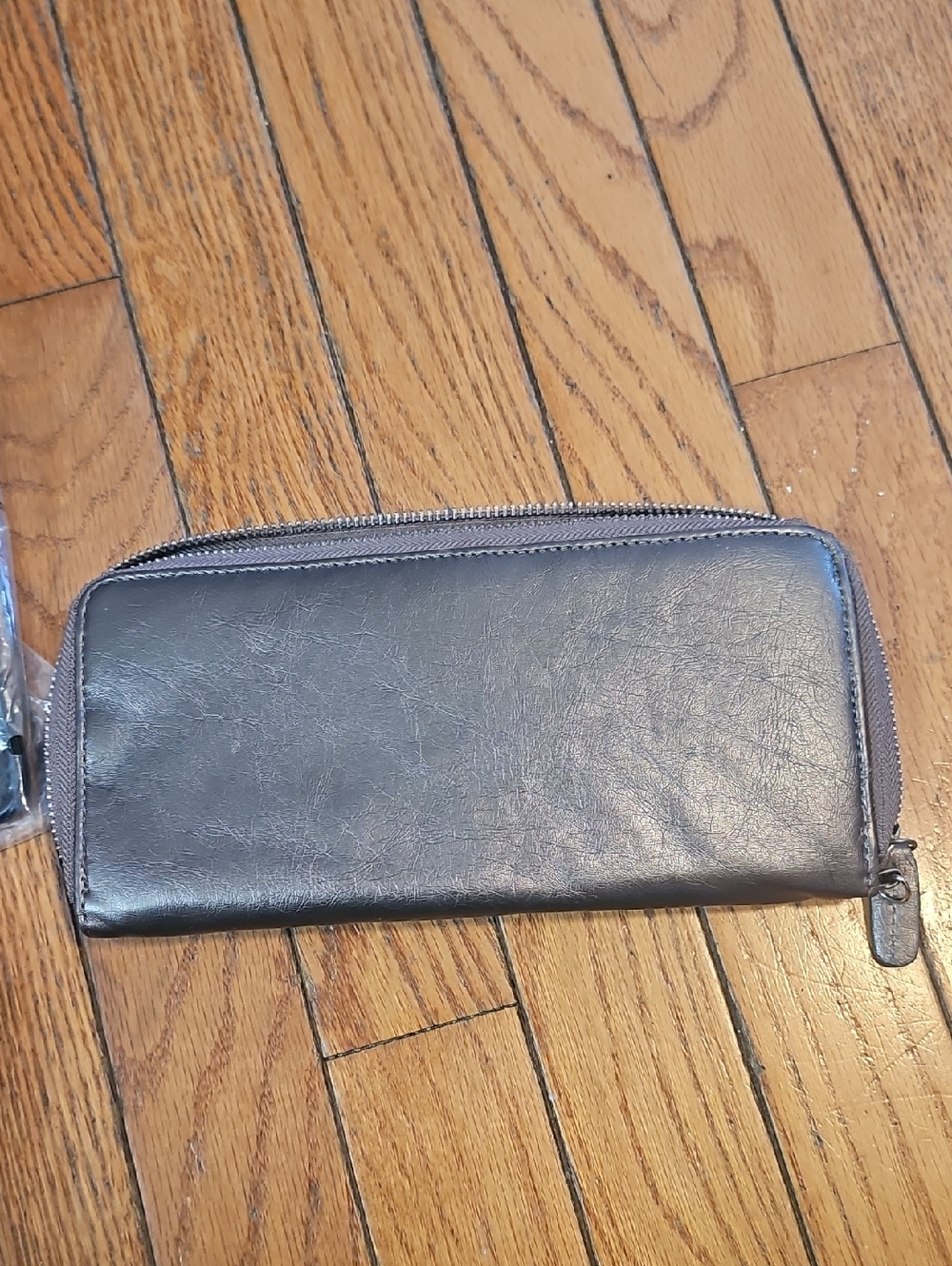 mark. Metallic Gray Zip Around Wallet